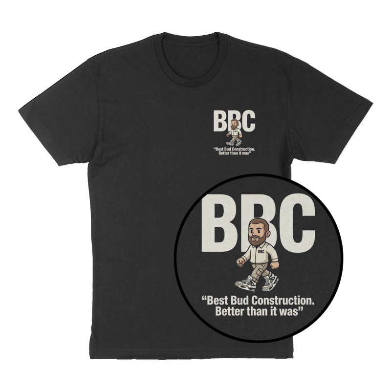 Custom t-shirt: "BBC ", Left Chest print, black shirt