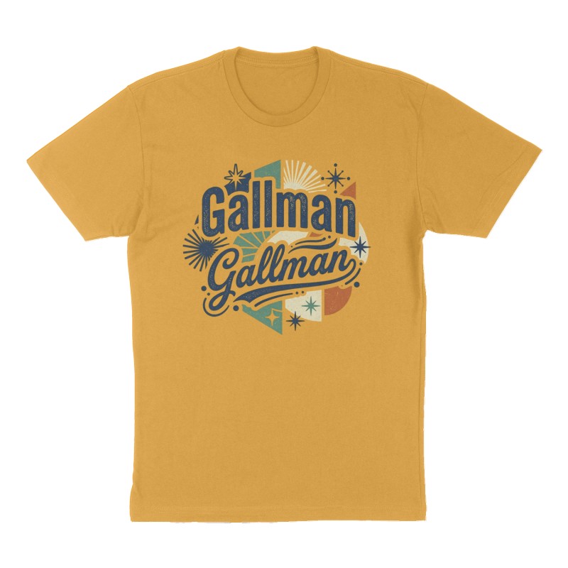 Custom t-shirt: "Gallman", Front print, mustard-yellow shirt