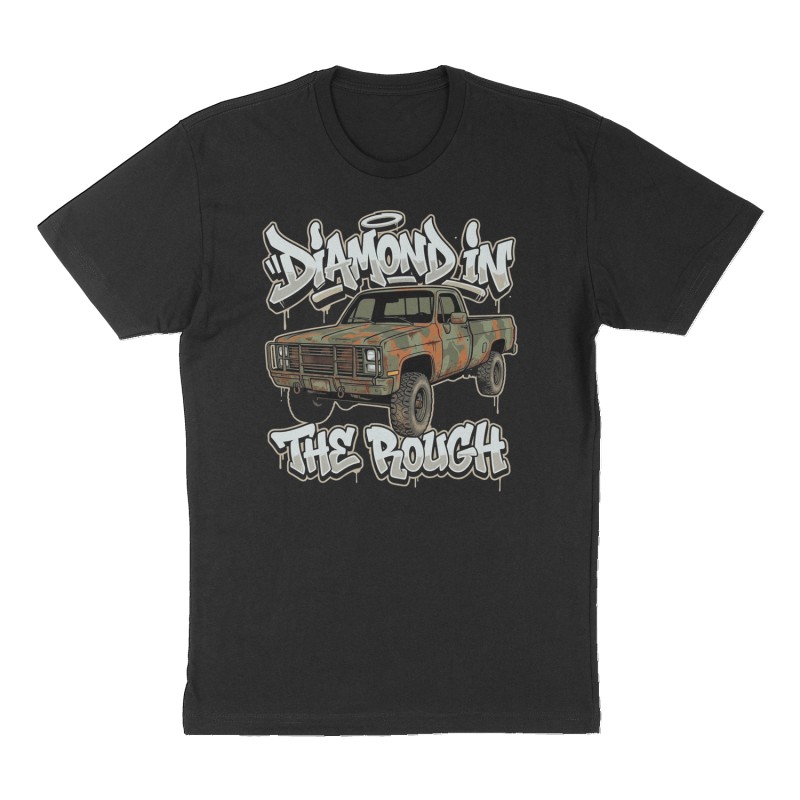 Custom t-shirt: "diamond in the rough ", Front print, black shirt