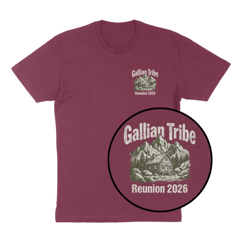 Custom t-shirt: "Gallian Tribe", Left Chest print, maroon shirt