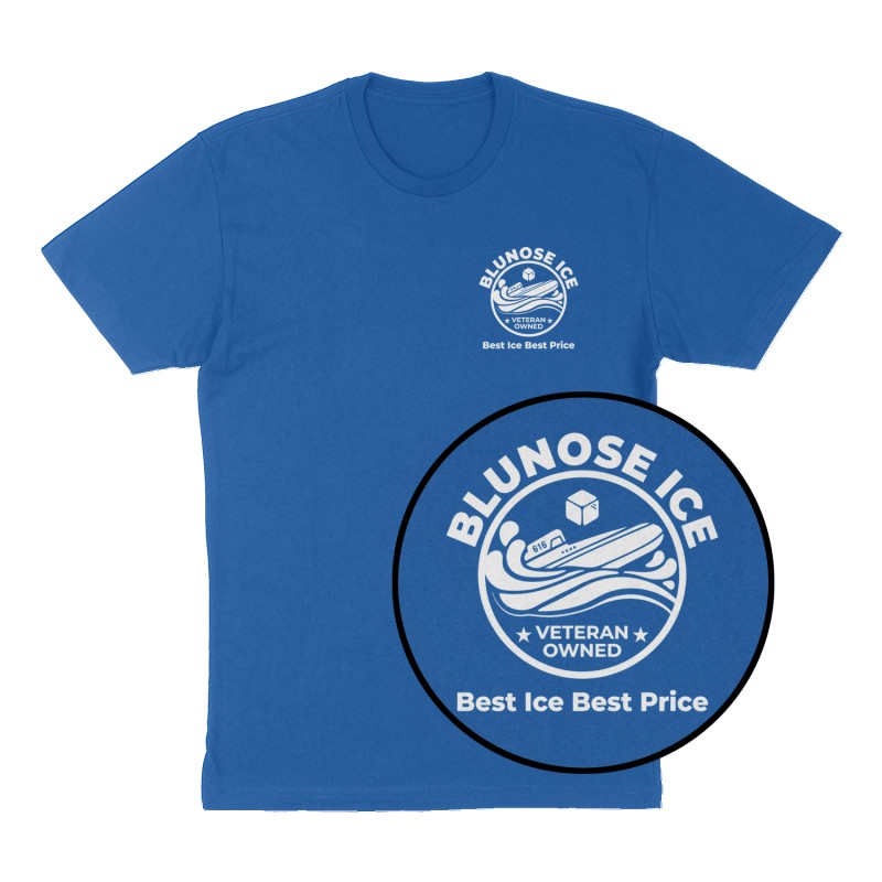 Custom t-shirt: "Blunose Ice", Left Chest print, royal-blue shirt