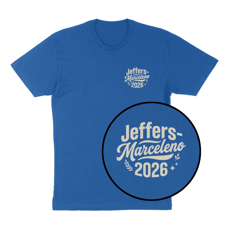 Custom t-shirt: "Jeffers- Marceleno Reunion 2026", Left Chest print, royal-blue shirt
