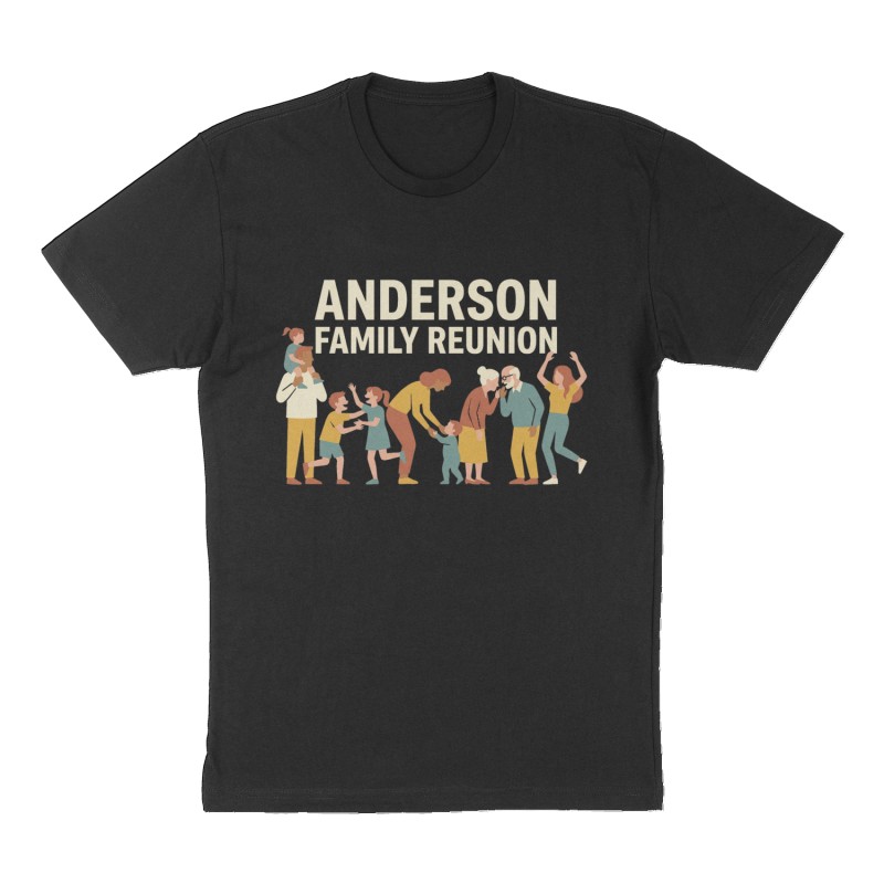 Custom t-shirt: "Anderson family reunion", Front print, black shirt