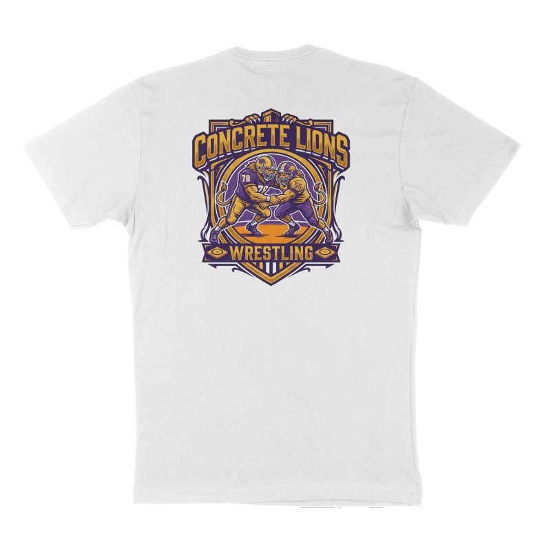 Custom t-shirt: "Concrete Lions", Back print, white shirt