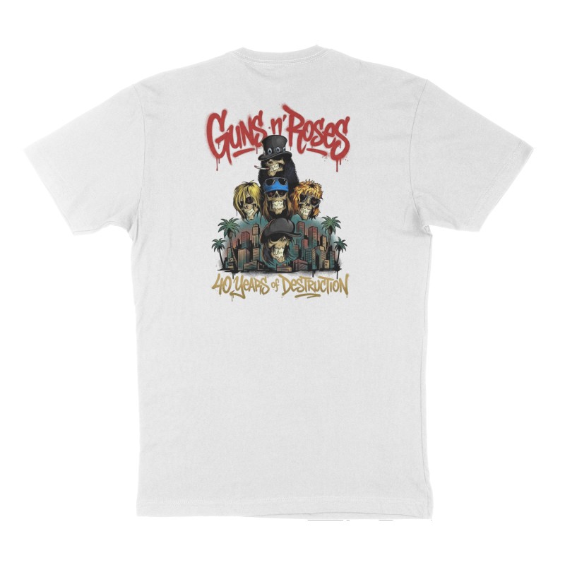 Custom t-shirt: "Guns n Roses", Back print, white shirt