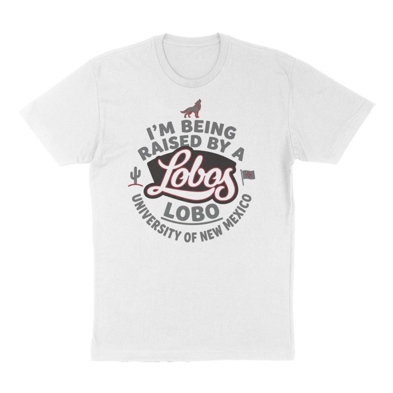 Custom t-shirt: "I'm being raised by a lobo", Front print, white shirt