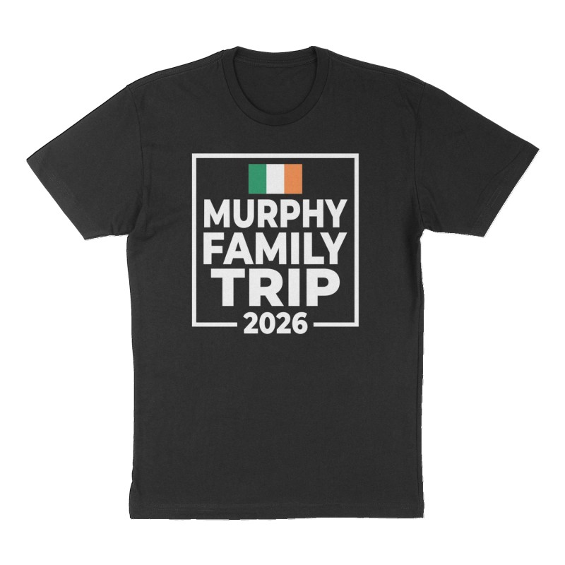Custom t-shirt: "Murphy Family Trip", Front print, black shirt