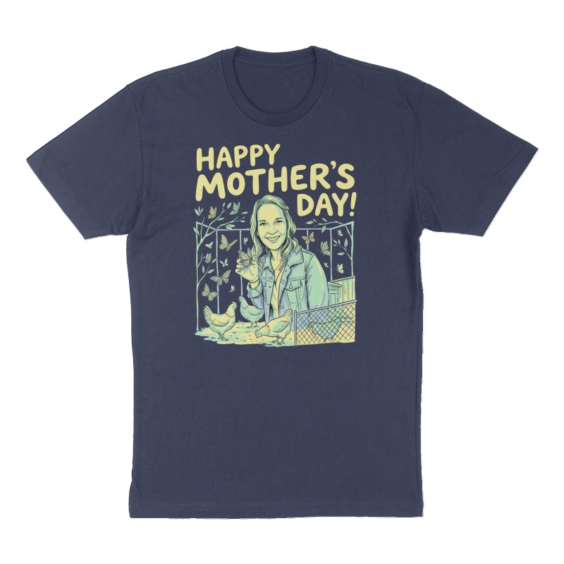 Custom t-shirt: "Happy Mother’s Day!", Front print, navy shirt