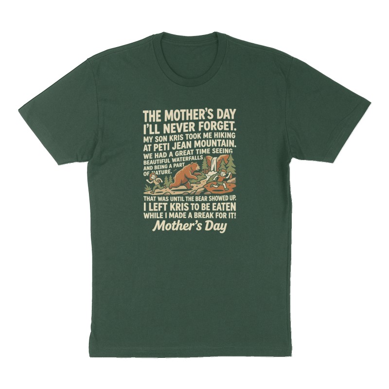 Custom t-shirt design, Front print, forest-green shirt
