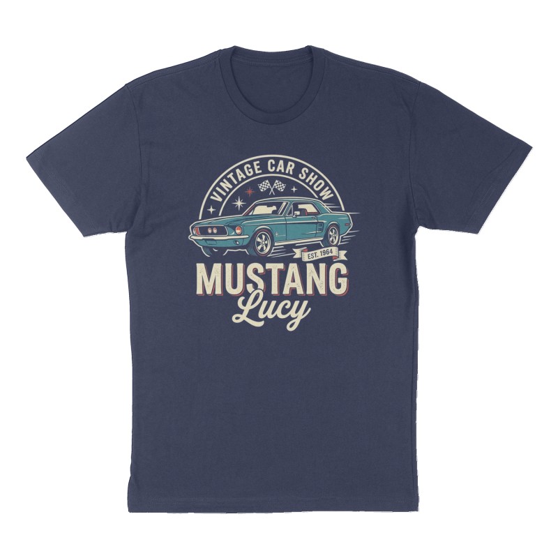 Custom t-shirt: "Mustang", Front print, navy shirt
