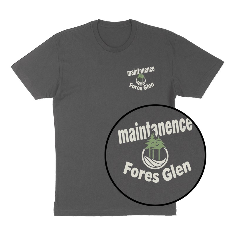 Custom t-shirt: "maintanence", Left Chest print, charcoal shirt