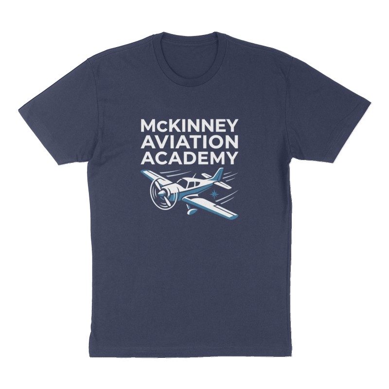 Custom t-shirt: "McKinney Aviation Academy", Front print, navy shirt