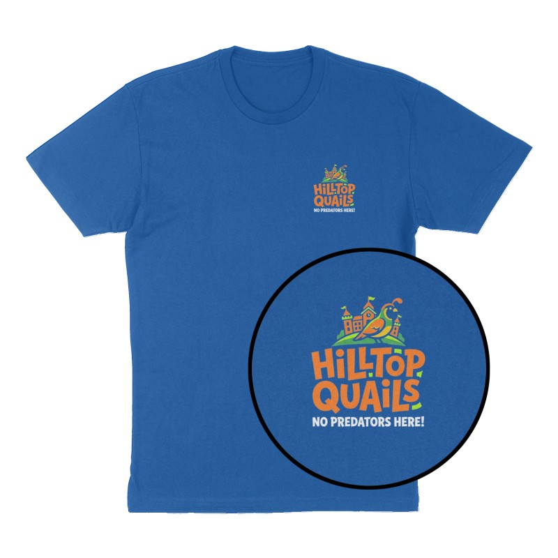 Custom t-shirt: "Hilltop Quails ", Left Chest print, royal-blue shirt
