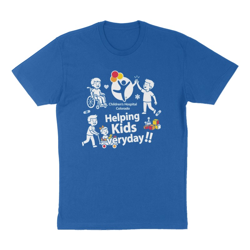 Custom t-shirt: "Helping Kids Everyday!!", Front print, royal-blue shirt