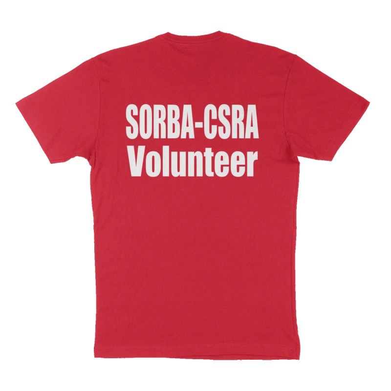 Custom t-shirt: "SORBA-CSRA Volunteer", Back print, red shirt