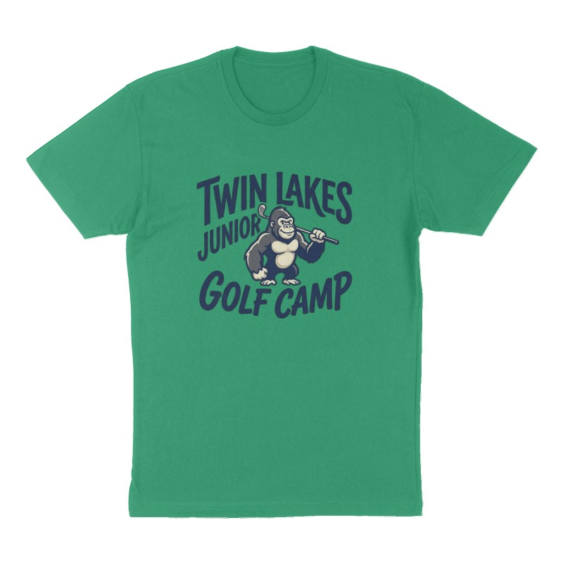 Custom t-shirt: "Twin Lakes Junior Golf Camp", Front print, green shirt