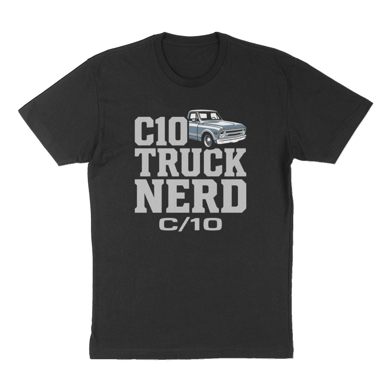 Custom t-shirt: "C10 Truck Nerd", Front print, black shirt