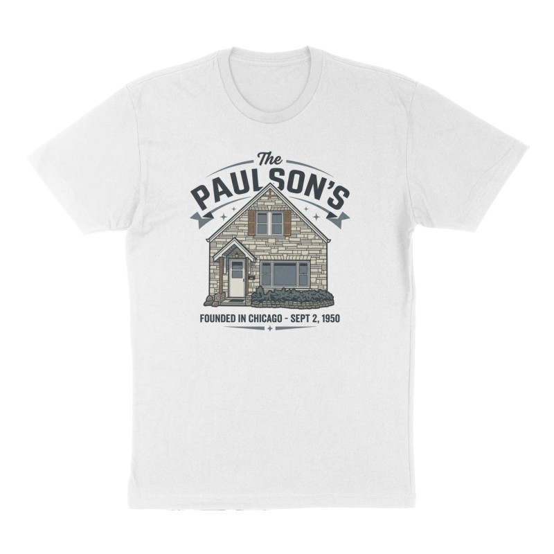 Custom t-shirt: "The PAULSON’s", Front print, white shirt