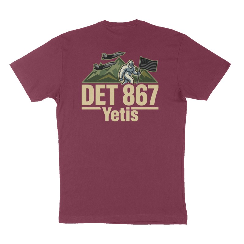 Custom t-shirt: "DET 867", Back print, maroon shirt