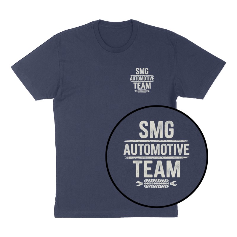 Custom t-shirt: "SMG AUTOMOTIVE TEAM", Left Chest print, navy shirt