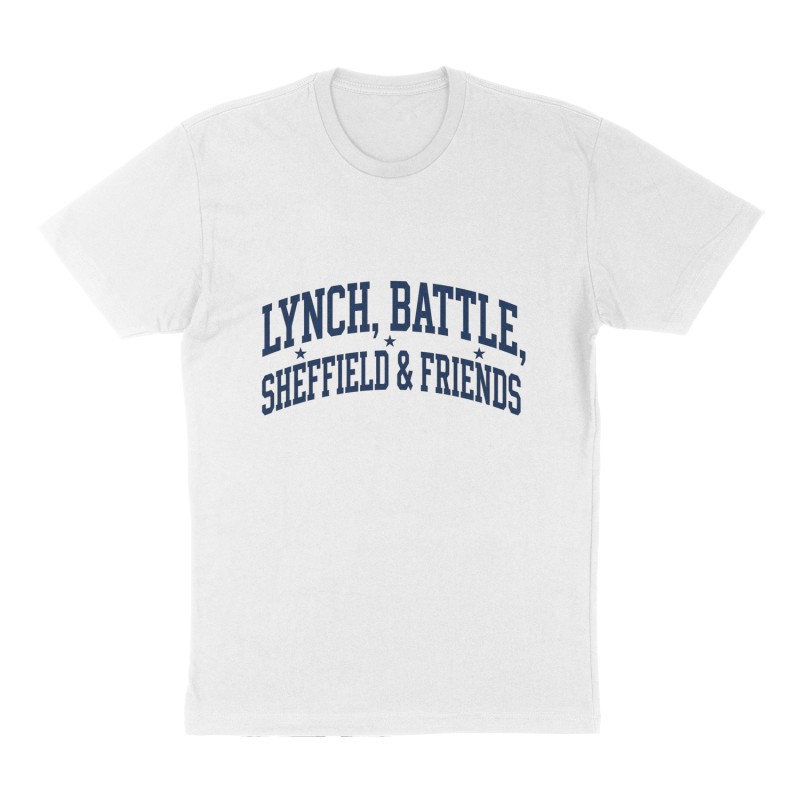 Custom t-shirt: "Lynch, Battle, Sheffield & Friends", Front print, white shirt