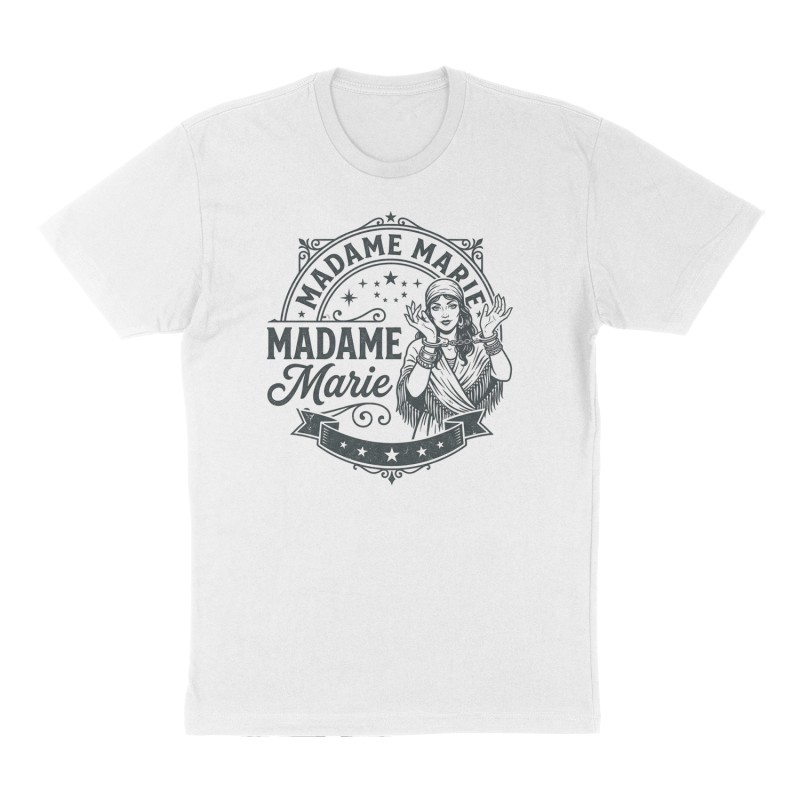 Custom t-shirt: "Madame Marie", Front print, white shirt