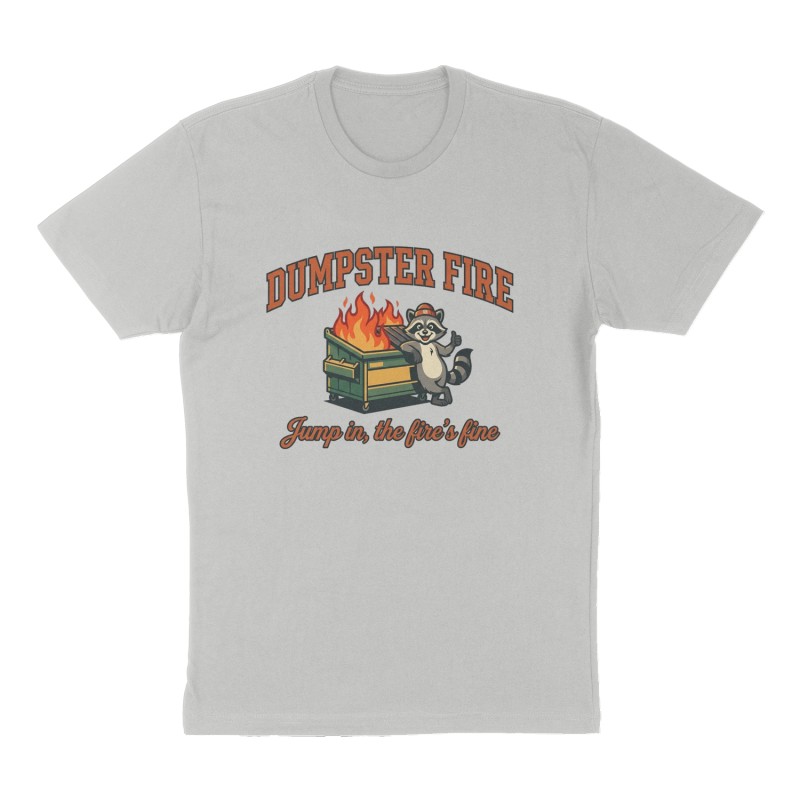 Custom t-shirt: "Dumpster Fire", Front print, heather-gray shirt