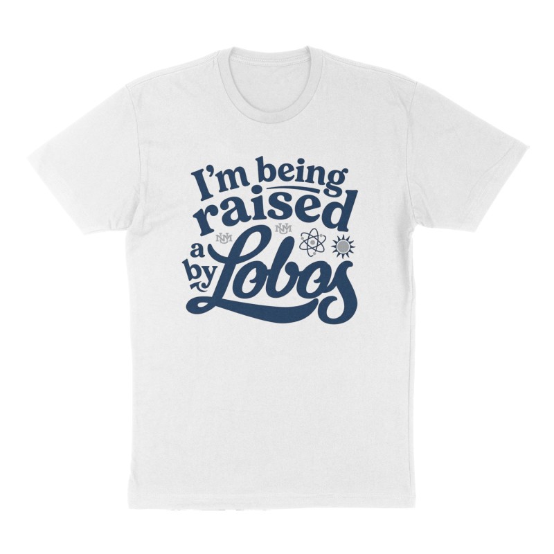 Custom t-shirt: "I'm being raised by a lobo", Front print, white shirt