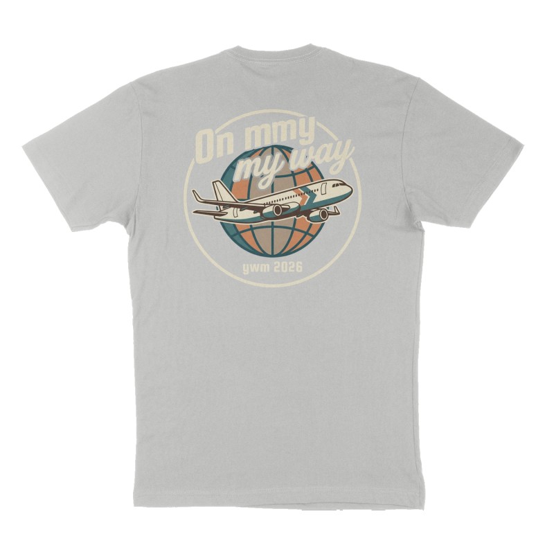 Custom t-shirt: "On my way", Back print, heather-gray shirt