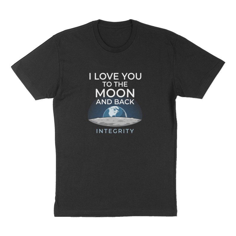 Custom t-shirt: "I love you to the moon and back", Front print, black shirt
