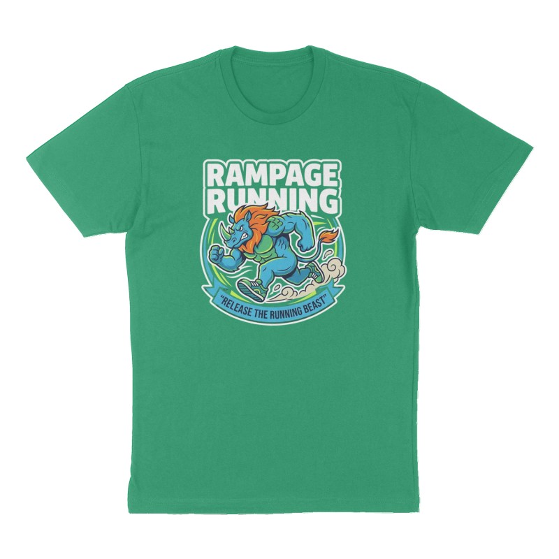 Custom t-shirt: "RAMPAGE RUNNING ", Front print, green shirt