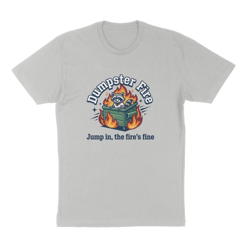 Custom t-shirt: "Dumpster Fire", Front print, heather-gray shirt