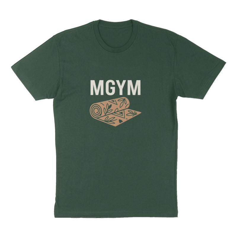 Custom t-shirt: "MGYM", Front print, forest-green shirt