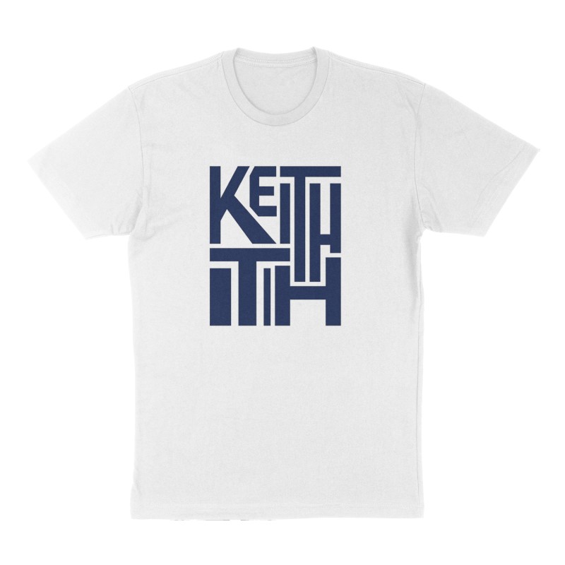 Custom t-shirt: "KEITH", Front print, white shirt