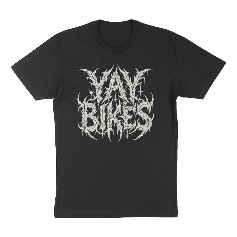 Custom t-shirt: "YAY BIKES", Front print, black shirt
