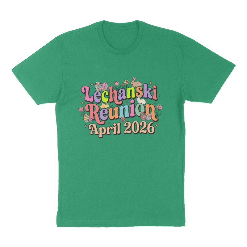 Custom t-shirt: "Lechanski Reunion", Front print, green shirt
