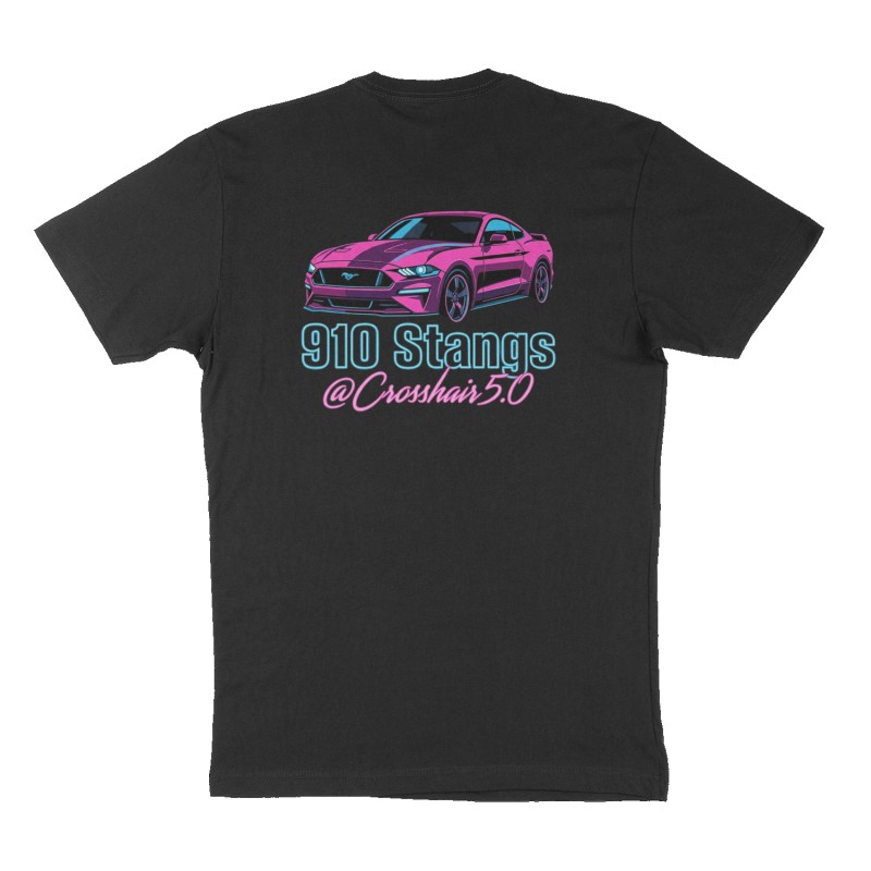 Custom t-shirt: "910 Stangs", Back print, black shirt
