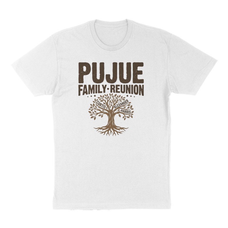 Custom t-shirt: "Pujue Family Reunion", Front print, white shirt