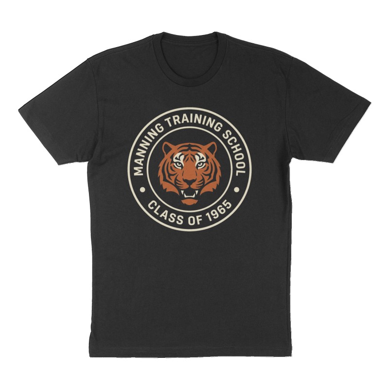 Custom t-shirt: "Manning Training School Class of1965", Front print, black shirt