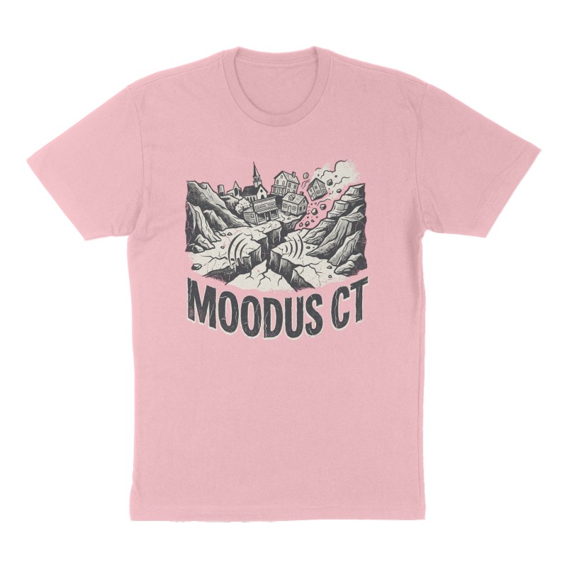 Custom t-shirt: "Moodus Ct", Front print, pink shirt
