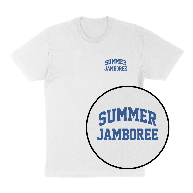 Custom t-shirt: "Summer Jamboree", Left Chest print, white shirt