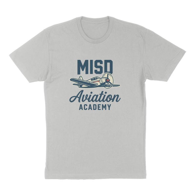 Custom t-shirt: "MISD Aviation Academy", Front print, heather-gray shirt