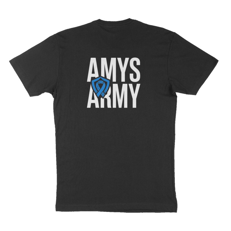 Custom t-shirt: "Amys Army", Back print, black shirt