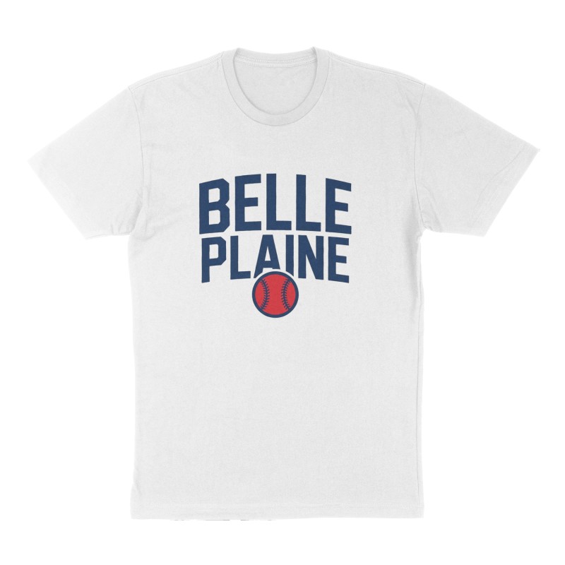 Custom t-shirt: "Belle Plaine", Front print, white shirt