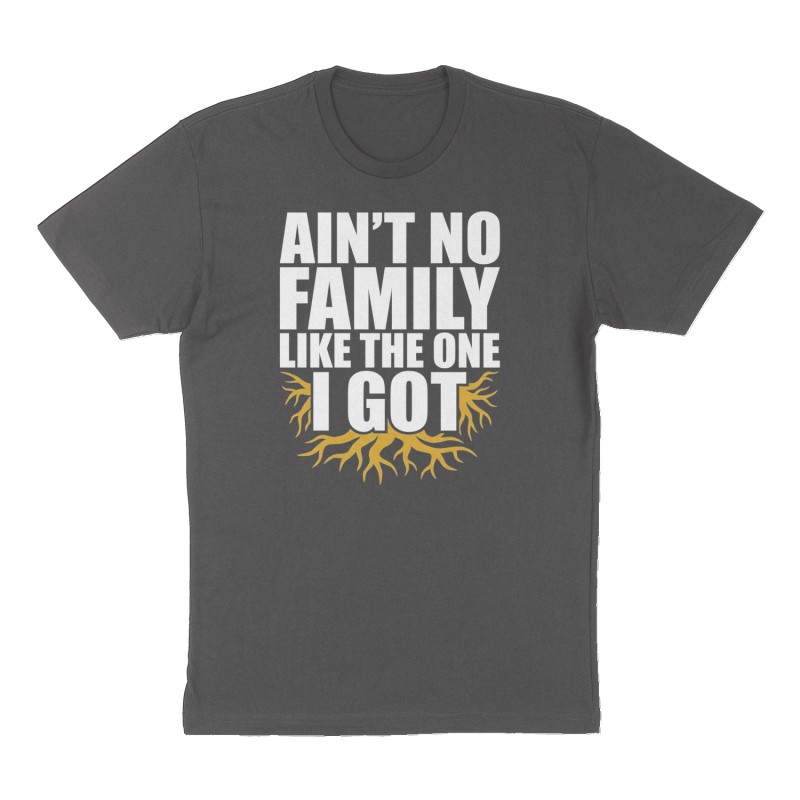 Custom t-shirt: "Ain't No Family Like The One I Got ", Front print, charcoal shirt