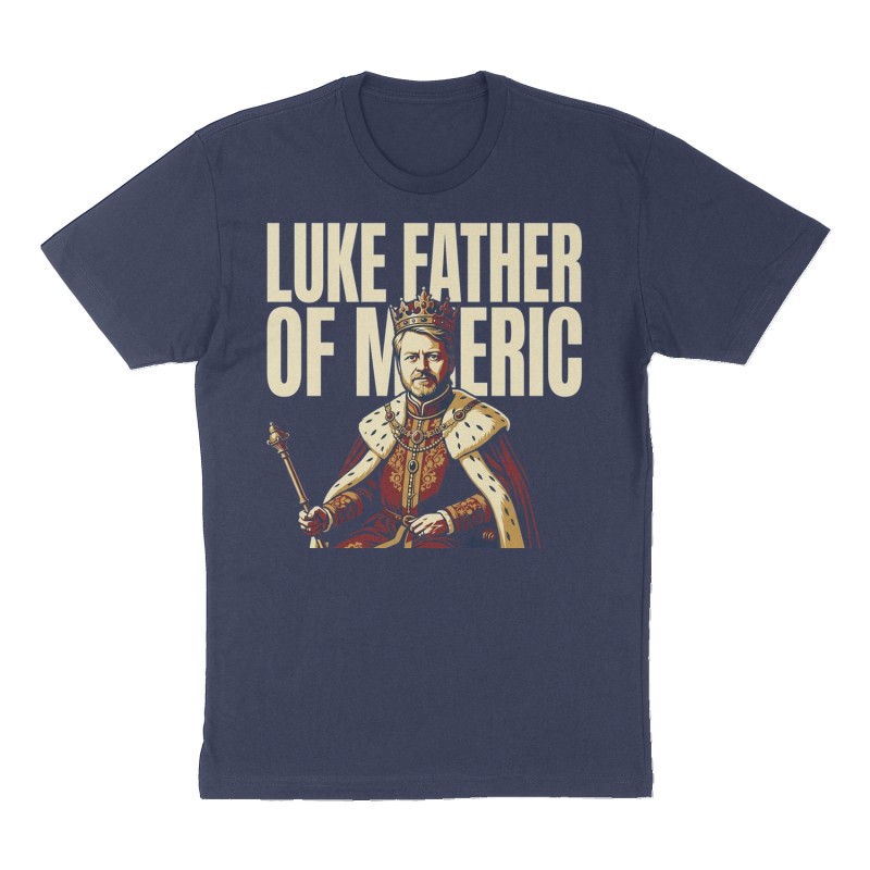 Custom t-shirt: "Luke Father of Meric", Front print, navy shirt