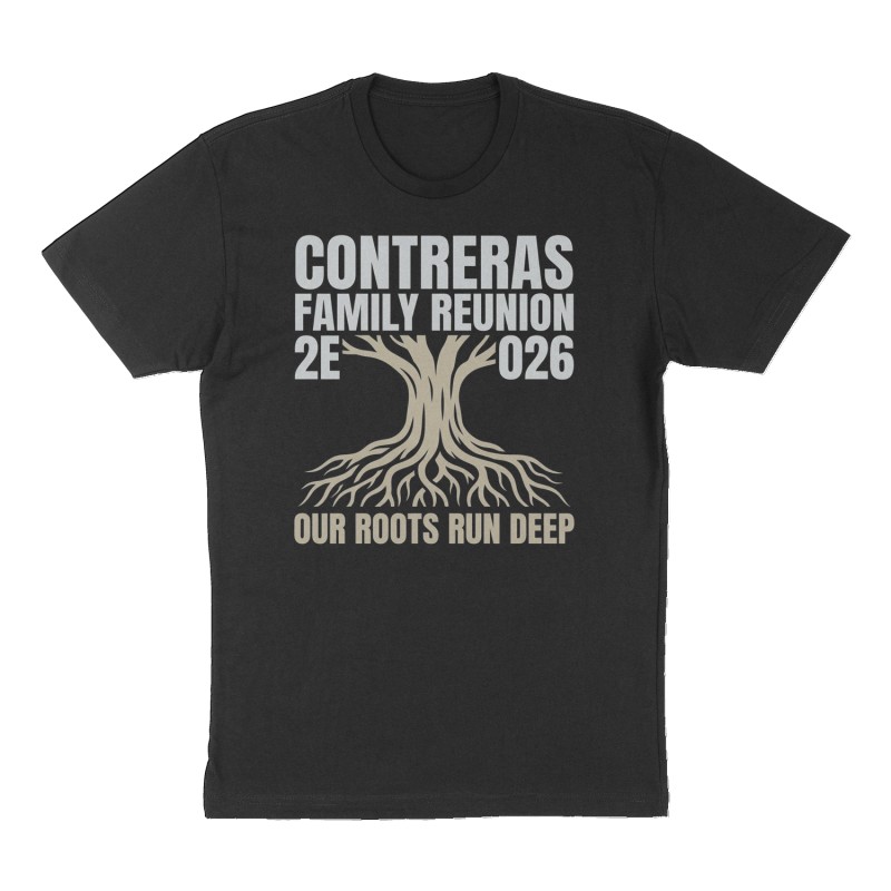 Custom t-shirt: "Contreras Family Reunion 2026", Front print, black shirt