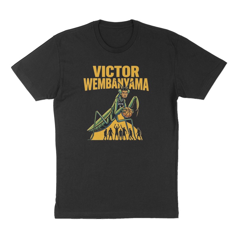 Custom t-shirt: "Victor Wembanyama", Front print, black shirt
