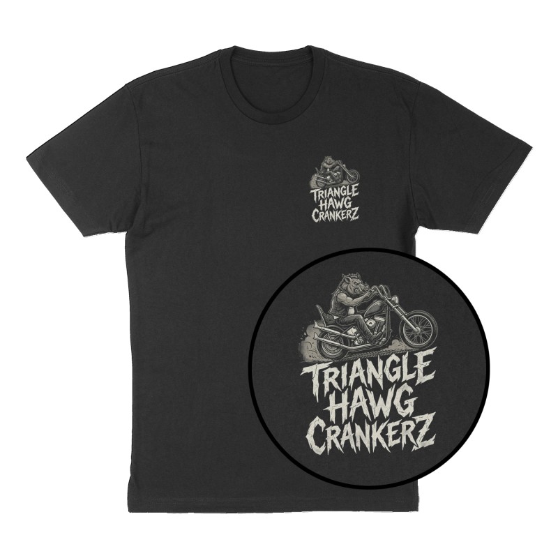 Custom t-shirt: "Triangle Hawg Crankerz", Left Chest print, black shirt