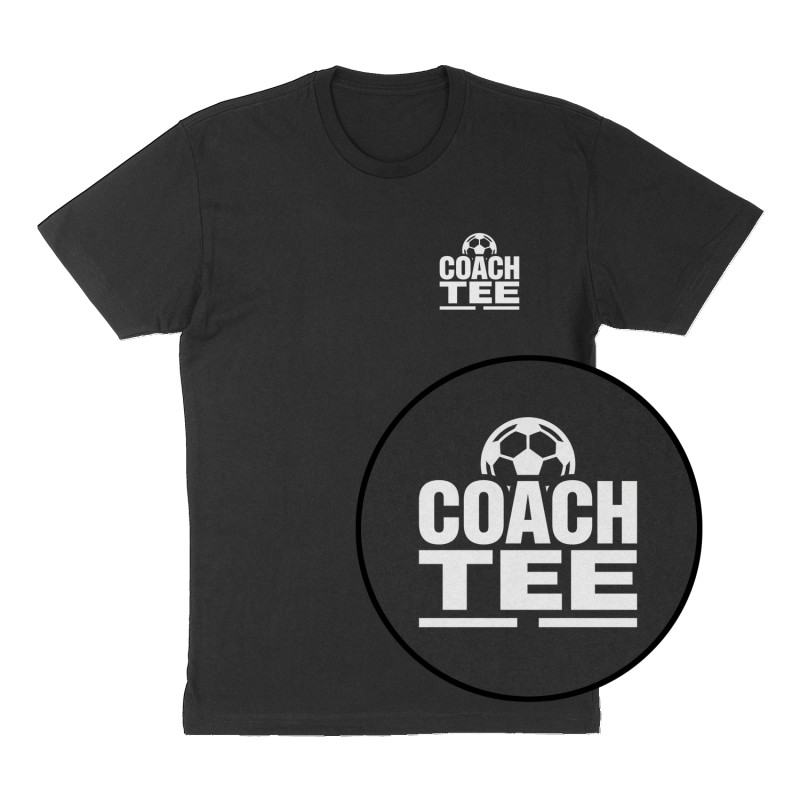 Custom t-shirt: "Coach Tee", Left Chest & Back print, black shirt